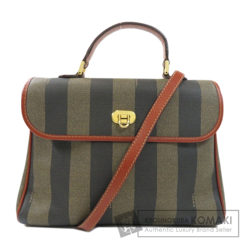 Fendi Pequin Pattern Handbag Leather